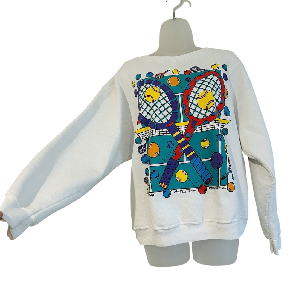 Vtg Made in USA Alore Sweatshirt Sz L Tennis Lover 1995. Mis-Tee-V-US Melissa